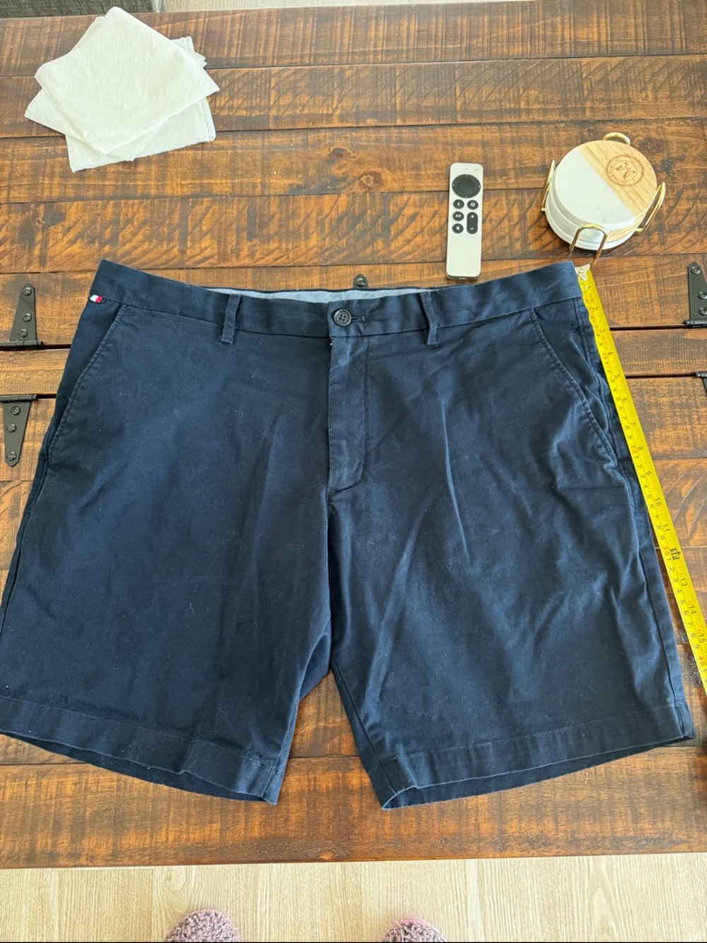 Tommy Hilfiger Navy Flat-Front Cotton Blend Men's Shorts